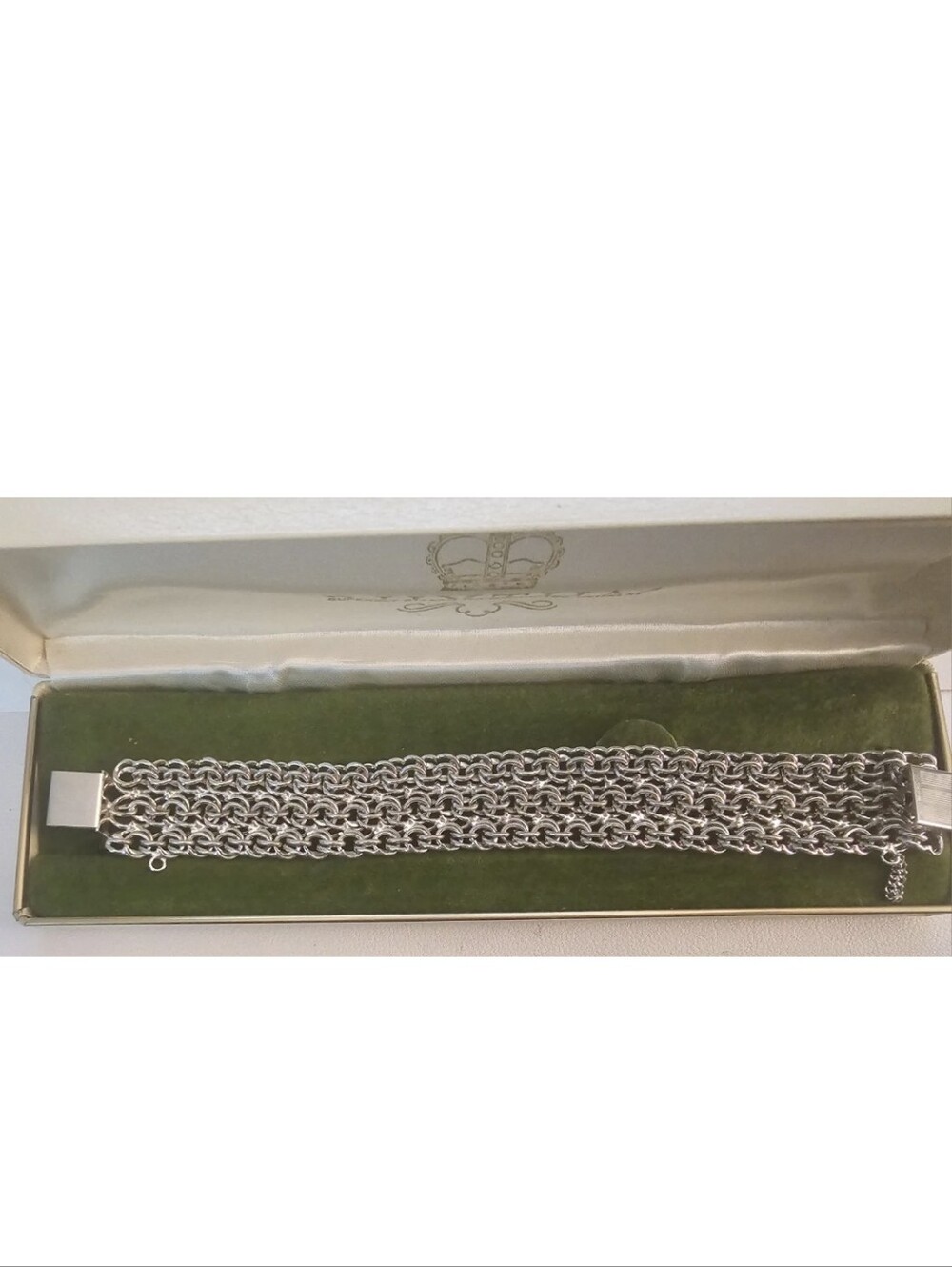 VTG NOS Sterling RHYTHM 3-Row Link 1"W Bracelet in Orig.Box 51 Grams - Picture 9 of 9
